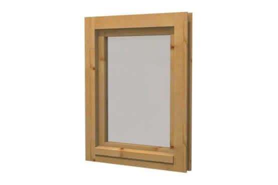 Gartenhaus-Fenster F 11, 69 x 90 cm, einfachverglast, für 45 mm BB, öffnet nach innen F11 | 45 mm