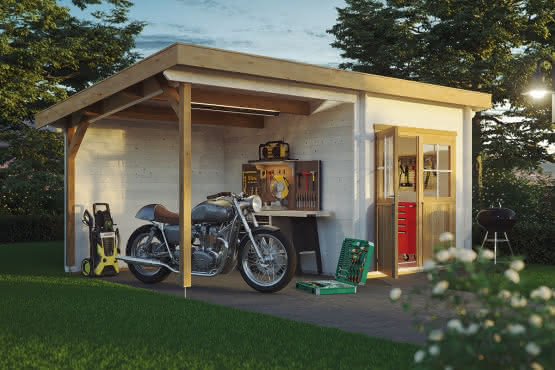 Gartenhaus mit Unterstand 