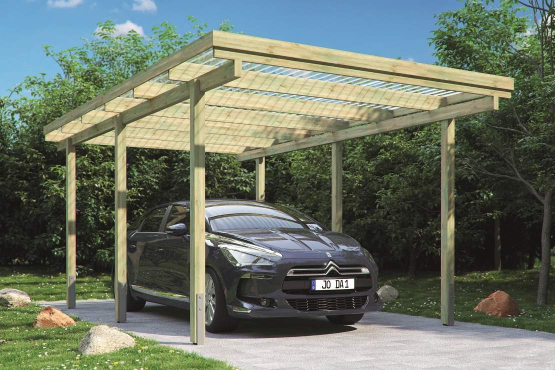 Einzelcarport  mit Flachdach Basel KDI 304x510 cm Aktionspreis 