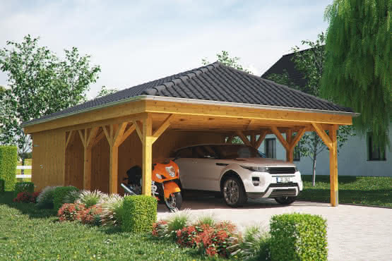 Doppelcarport Vorgefertigter Bausatz Posten 13 5x13 5 Cm