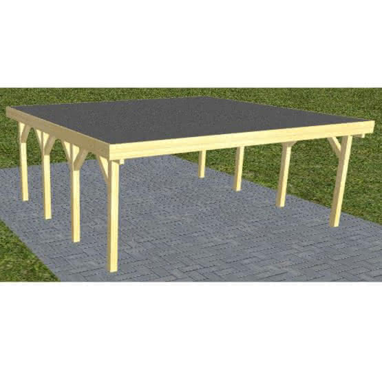 Doppelcarport Büsum KF Classic, 605x556 cm, mit Foliendach, Kiefer KDI-grün Kurz (556 cm) | Foliendach | Kiefer KDI