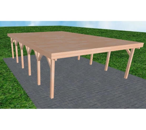 Doppelcarport Büsum LG Natur, 605x879 cm, vorbereitet für Grünbedachung, Lärche naturbelassen Lang (879 cm) | vorbereitet für Gründach | Lärche natur