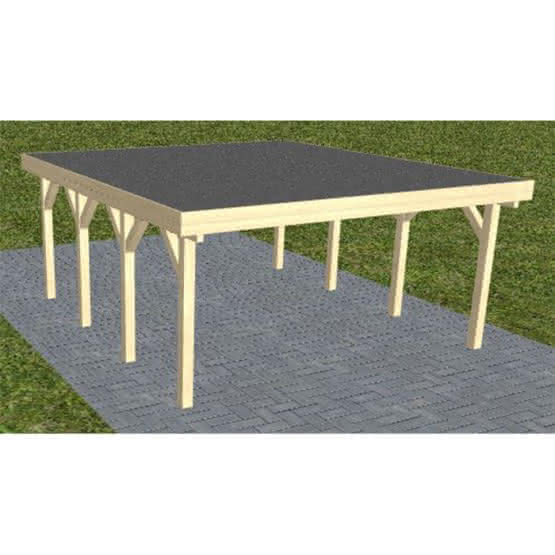 Holzblenden-Carport Burg KF Master, 505x556 cm, mit Foliendach, Fichte KVH naturbelassen Kurz (556 cm) | Foliendach | Fichte KVH natur