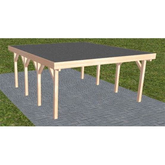 Holzblenden-Carport Burg KF Natur, 505x556 cm, mit Foliendach, Lärche naturbelassen Kurz (556 cm) | Foliendach | Lärche natur