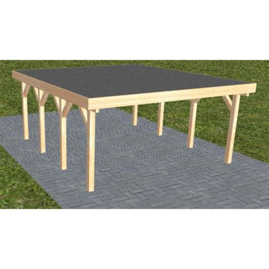 Holzblenden-Carport Burg KF Perfect, 505x556 cm, mit Foliendach, Fichte Leimholz naturbelassen Kurz (556 cm) | Foliendach | Fichte Leimholz natur