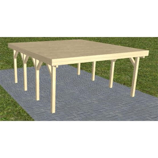 Holzblenden-Carport Burg KG Master, 505x556 cm, vorbereitet für Grünbedachung, Fichte KVH naturbelassen Kurz (556 cm) | vorbereitet für Gründach | Fichte KVH natur