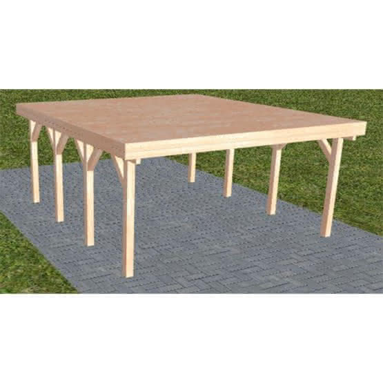 Holzblenden-Carport Burg KG Natur, 505x556 cm, vorbereitet für Grünbedachung, Lärche naturbelassen Kurz (556 cm) | vorbereitet für Gründach | Lärche natur