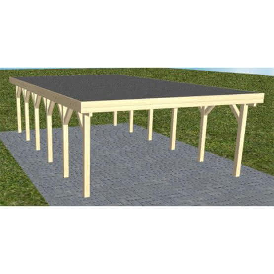 Holzblenden-Carport Burg LF Master, 505x879 cm, mit Foliendach, Fichte KVH naturbelassen Lang (879 cm) | Foliendach | Fichte KVH natur