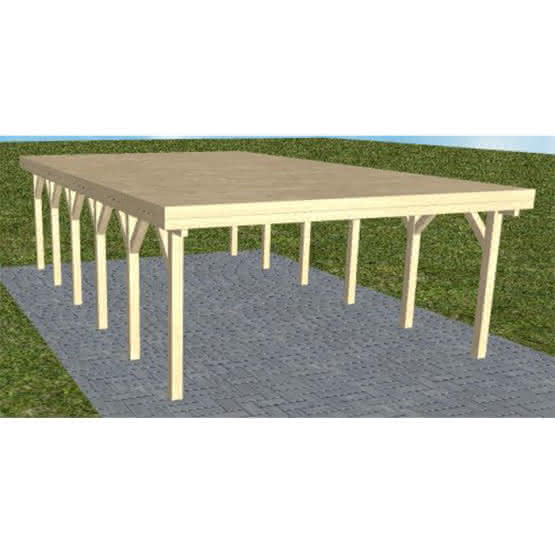 Holzblenden-Carport Burg LG Master, 505x879 cm, vorbereitet für Grünbedachung, Fichte KVH naturbelassen Lang (879 cm) | vorbereitet für Gründach | Fichte KVH natur