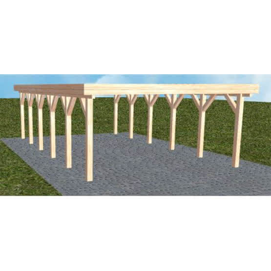 Holzblenden-Carport Burg LO Natur, 505x879 cm, ohne Bedachung, Lärche naturbelassen Lang (879 cm) | ohne Bedachung | Lärche natur
