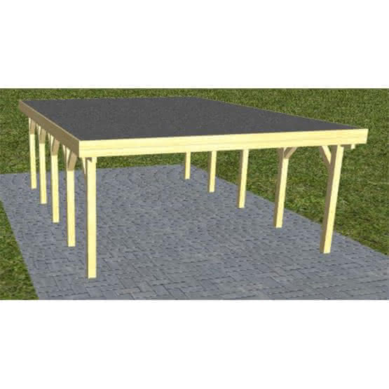 Holzblenden-Carport Burg MF Classic, 505x717 cm, mit Foliendach, Kiefer KDI-grün Mittel (717 cm) | Foliendach | Kiefer KDI