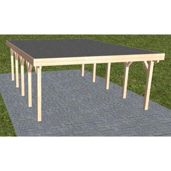 Holzblenden-Carport Burg MF Natur, 505x717 cm, mit Foliendach, Lärche naturbelassen Mittel (717 cm) | Foliendach | Lärche natur