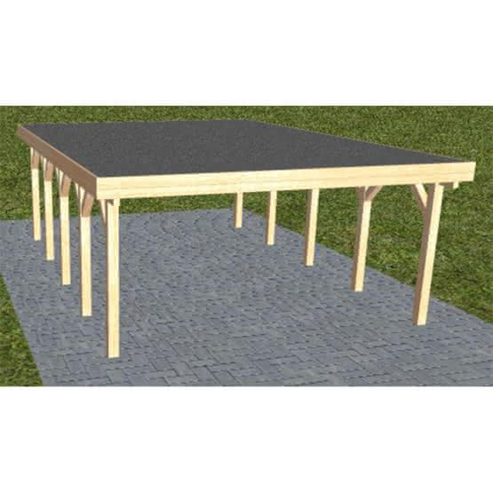 Holzblenden-Carport Burg MF Perfect, 505x717 cm, mit Foliendach, Fichte Leimholz naturbelassen Mittel (717 cm) | Foliendach | Fichte Leimholz natur
