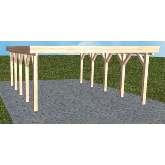 Holzblenden-Carport Burg MO Natur, 505x717 cm, ohne Bedachung, Lärche naturbelassen Mittel (717 cm) | ohne Bedachung | Lärche natur