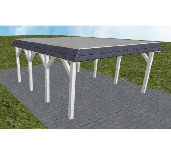 Glücksburg KG select 505x556 cm Kurz (556 cm) | vorbereitet für Gründach | Fichte Leimholz weiß