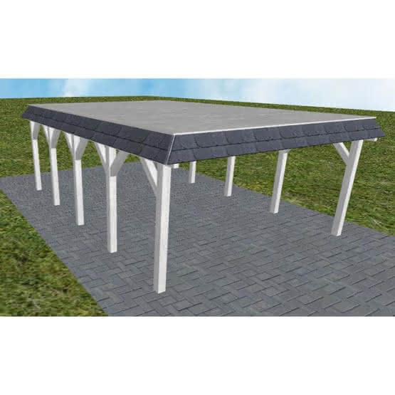 Glücksburg MG select 505x717 cm Mittel (717 cm) | vorbereitet für Gründach | Fichte Leimholz weiß