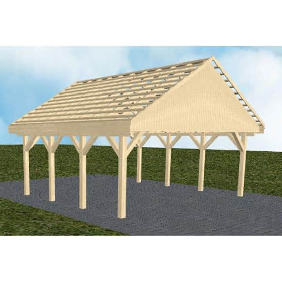 Mölln KO master 605x573 cm Kurz (573 cm) | ohne Pfannen u. Entwässerung | Fichte KVH natur