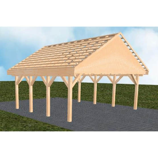 Mölln KO perfect 605x573 cm Kurz (573 cm) | ohne Pfannen u. Entwässerung | Fichte Leimholz natur