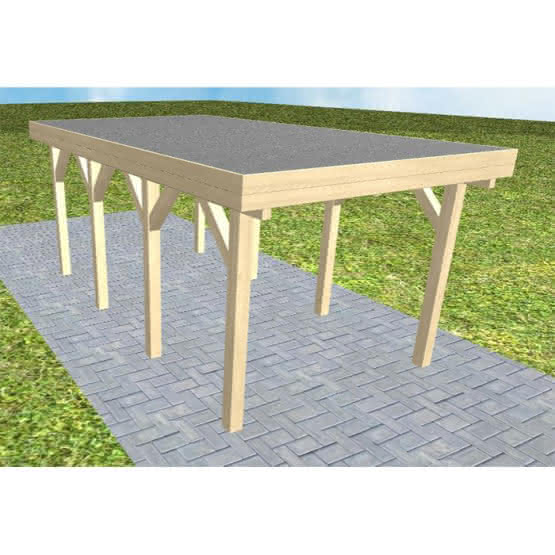 Einzelcarport Bergen KF Master, 305x556 cm, mit Foliendach, Fichte KVH naturbelassen Kurz (556 cm) | Foliendach | Fichte KVH natur