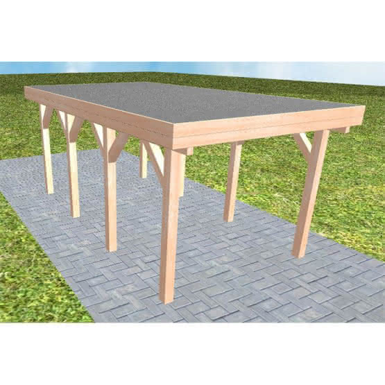 Einzelcarport Bergen KF Natur, 305x556 cm, mit Foliendach, Lärche naturbelassen Kurz (556 cm) | Foliendach | Lärche natur