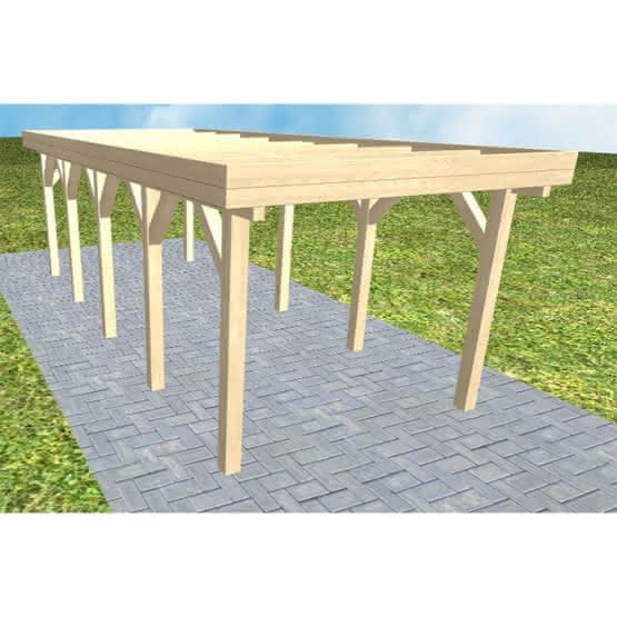 Einzelcarport Bergen MO Master, 305x717 cm, ohne Bedachung, Fichte KVH naturbelassen Mittel (717 cm) | ohne Bedachung | Fichte KVH natur