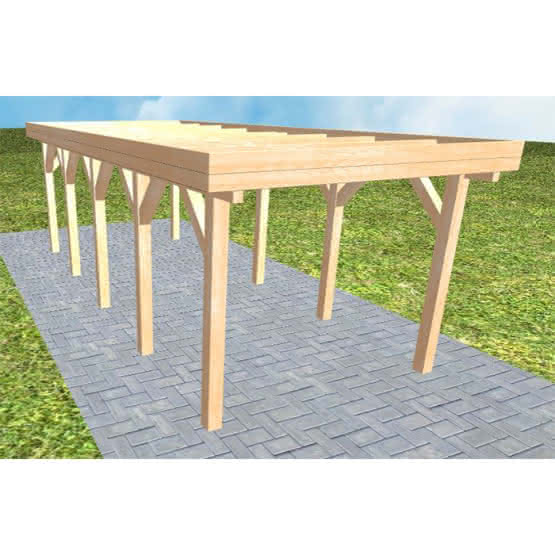 Einzelcarport Bergen MO Perfect, 305x717 cm, ohne Bedachung, Fichte Leimholz naturbelassen Mittel (717 cm) | ohne Bedachung | Fichte Leimholz natur