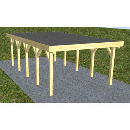 Carport mit Flachdach aus Massivholz  Mittel (717 cm) | Foliendach | Kiefer KDI