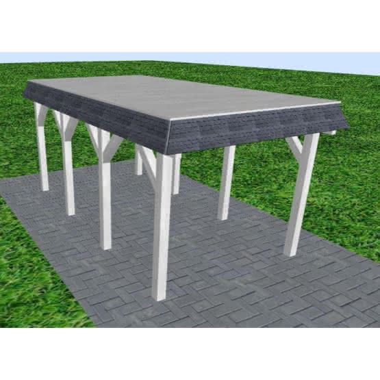 Gettorf KG select 305x556 cm Kurz (556 cm) | vorbereitet für Gründach | Fichte Leimholz weiß