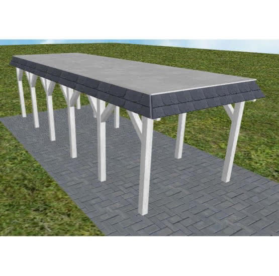 Gettorf LG select 305x879 cm Lang (879 cm) | vorbereitet für Gründach | Fichte Leimholz weiß