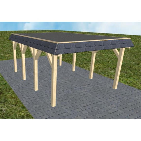 Glinde KF master 405x556 cm Kurz (556 cm) | Foliendach | Fichte KVH natur