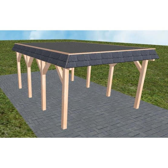 Glinde KF natur 405x556 cm Kurz (556 cm) | Foliendach | Lärche natur