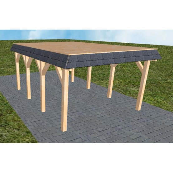 Glinde KG perfect 405x556 cm Kurz (556 cm) | vorbereitet für Gründach | Fichte Leimholz natur