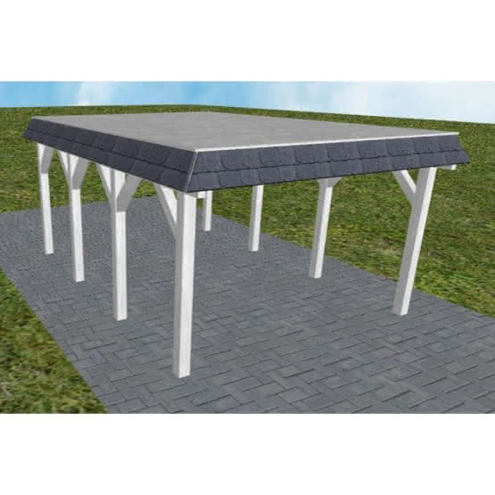 Glinde KG select 405x556 cm Kurz (556 cm) | vorbereitet für Gründach | Fichte Leimholz weiß