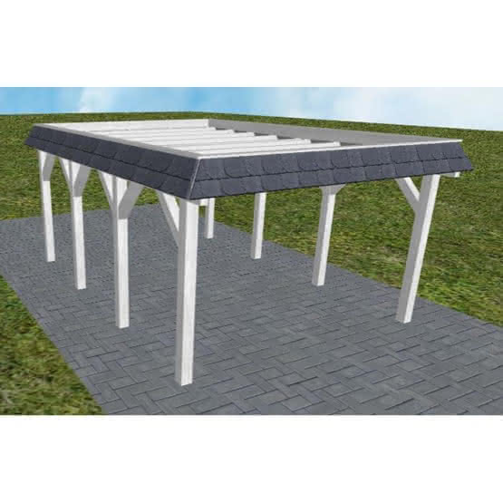 Glinde KO select 405x556 cm Kurz (556 cm) | ohne Bedachung | Fichte Leimholz weiß