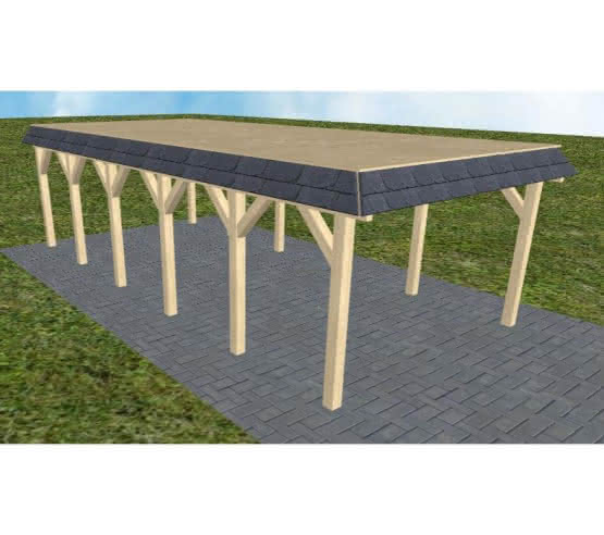 Glinde LG master 405x879 cm Lang (879 cm) | vorbereitet für Gründach | Fichte KVH natur