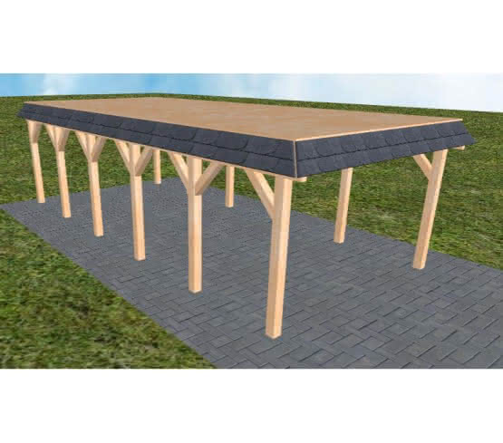 Glinde LG perfect 405x879 cm Lang (879 cm) | vorbereitet für Gründach | Fichte Leimholz natur