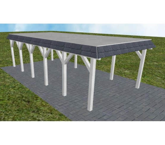 Glinde LG select 405x879 cm Lang (879 cm) | vorbereitet für Gründach | Fichte Leimholz weiß