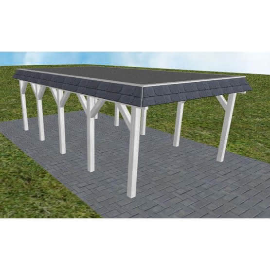 Glinde MF select 405x717 cm Mittel (717 cm) | Foliendach | Fichte Leimholz weiß