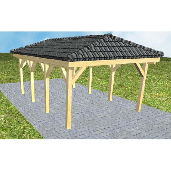 Carport Massivholz Kurz (573 cm) | komplett | Kiefer KDI