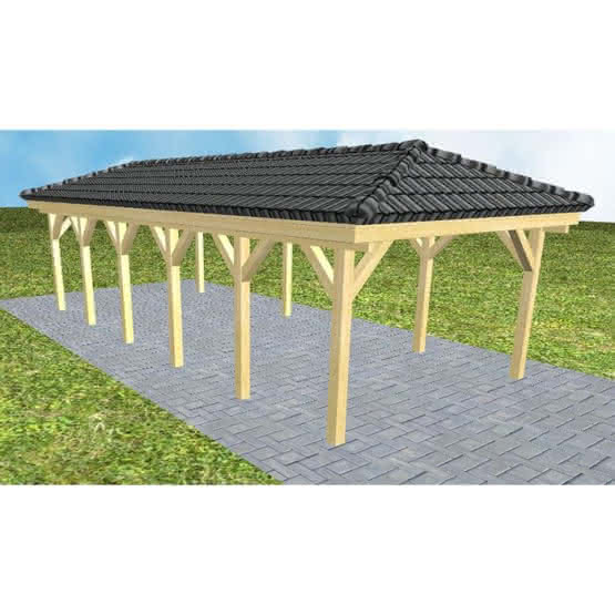 Carport Massivholz Lang (903 cm) | komplett | Kiefer KDI