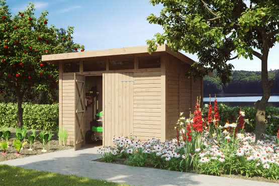 Gartenhaus mit Pultdach  303 x 223 cm | Fichte natur
