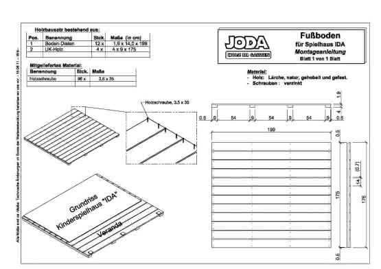 Fußboden für Spielhaus 