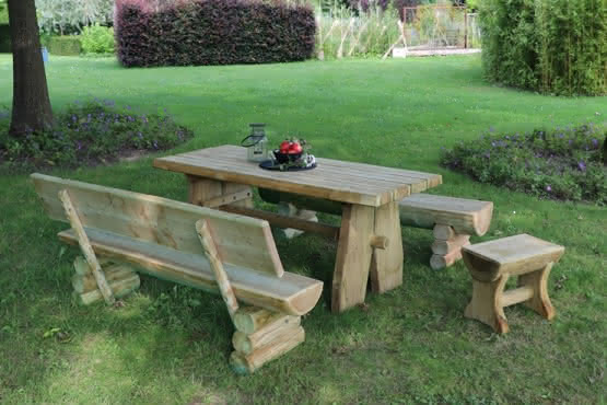 Rustika - massive Holzbank Tisch Kombination 