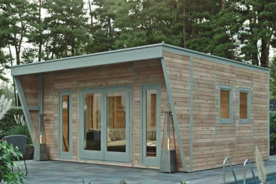 Gartenhaus Linz 53/43 Lärche natur 528 x 427 cm