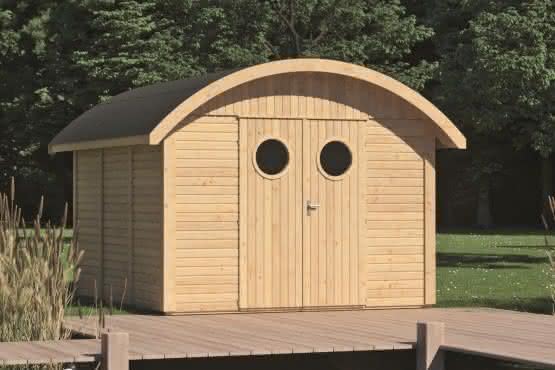 Gartenhaus mit gebogenem Dach 300 x 204 cm | Fichte natur