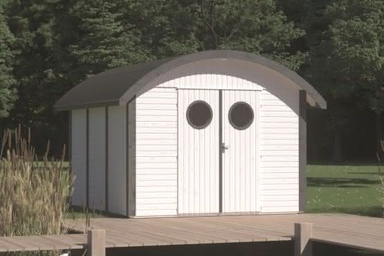 Gartenhaus mit gebogenem Dach 300 x 304 cm | Weiß/Anthrazit