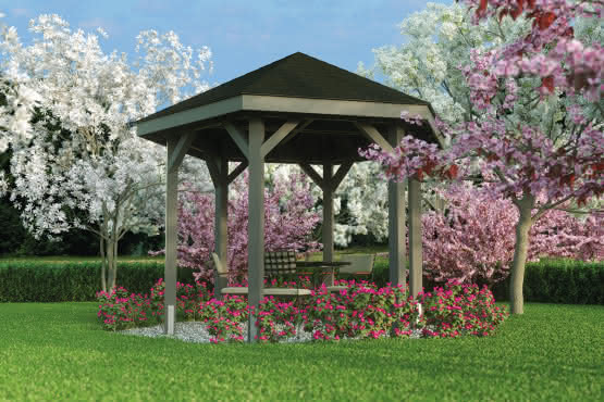 Gartenpavillon 6-Eck Modena Typ 2, Ø 450 cm 