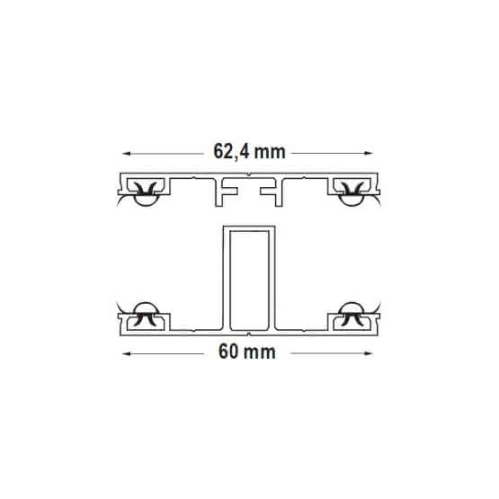 Schraubprofil Mitte A1, 60x35 mm, für 16 mm Stegplatten 