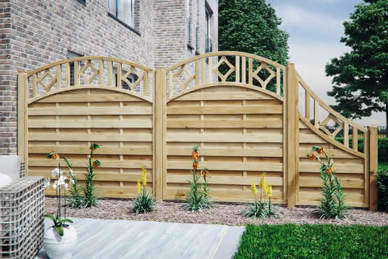 Sichtschutz Mayor 90x161/90 cm Abschluss geschwungen Lärche naturbelassen 90 x 161/90 cm Abschluss geschwungen