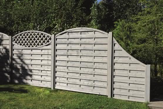 Bogendichtzaun Monegro 180x150/131 cm geschlossen Fichte Struktur Grau 180 x 150/131 cm geschlossen | Fichte Grau